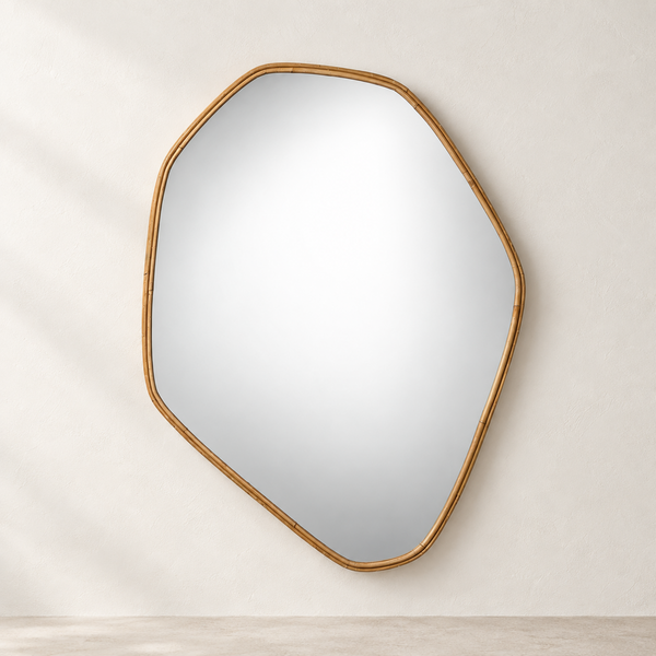 Ruby Wall Mirror - Natural Rattan Pebble Frame - 83cm