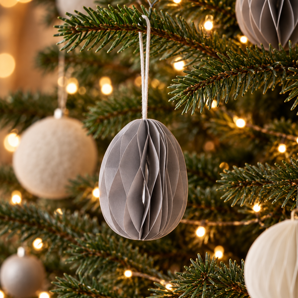 Grey Paper Egg Baubles - Pack of 10 - 7cm