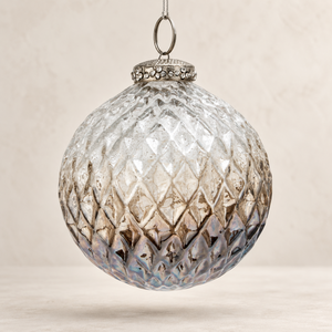 Coffee Ombre Hobnail Bauble - Glass - 10cm