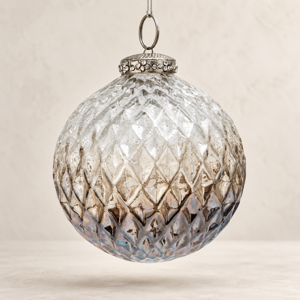Coffee Ombre Hobnail Bauble - Glass - 10cm