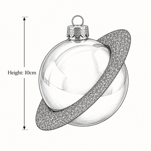 Blue Glitter Planet Bauble - Glass - 11cm