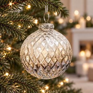 Coffee Ombre Hobnail Bauble - Glass - 10cm