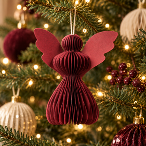 Cranberry Red Paper Angels - Pack of 5 - 10cm