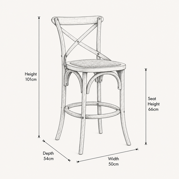 French Cross-Back Bar Stool