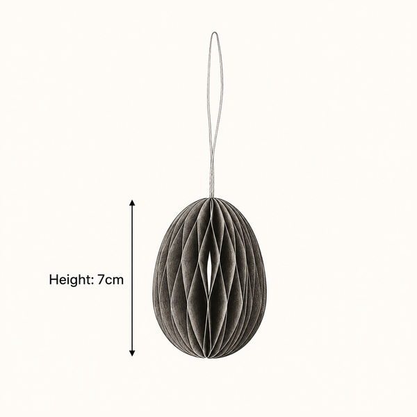 Moss Grey Paper Egg Baubles - Pack of 10 - 7cm
