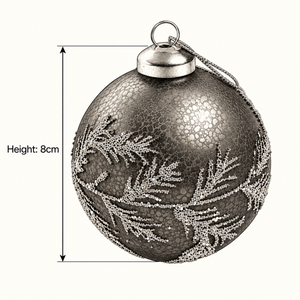 Copper Leaves Glitter Bauble - Glass - 8cm