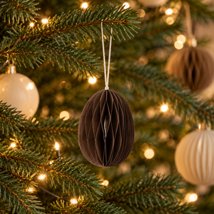 Moss Grey Paper Egg Baubles - Pack of 10 - 7cm