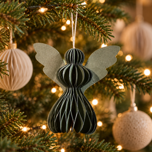 Pine Green Paper Angels - Pack of 5 - 10cm