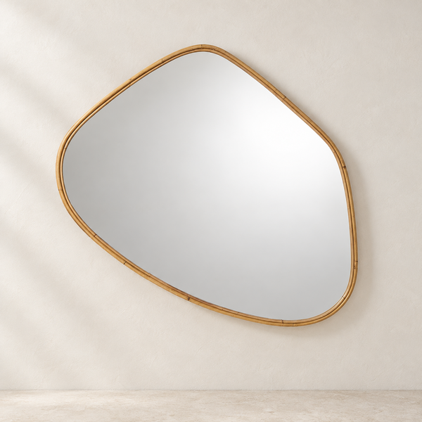 Ruby Wall Mirror - Natural Rattan Pebble Frame - 81cm