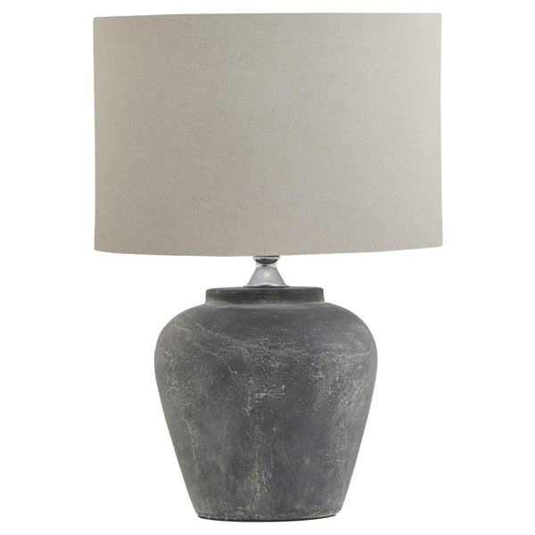 Arwen Table Lamp Grey Light Shade Ceramic Grey Stone Effect Base - 44cm