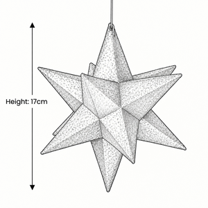 3D Blue Glitter Star Bauble - Lightweight Paper - 17cm