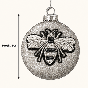 Gold Bee Glitter Bauble - Gold Glass - 8cm