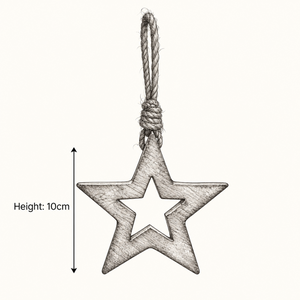 White Wash Wooden Star Decoration - 26cm