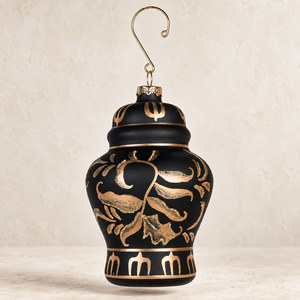 Black and Gold Ginger Jar Bauble - Glass - 11cm