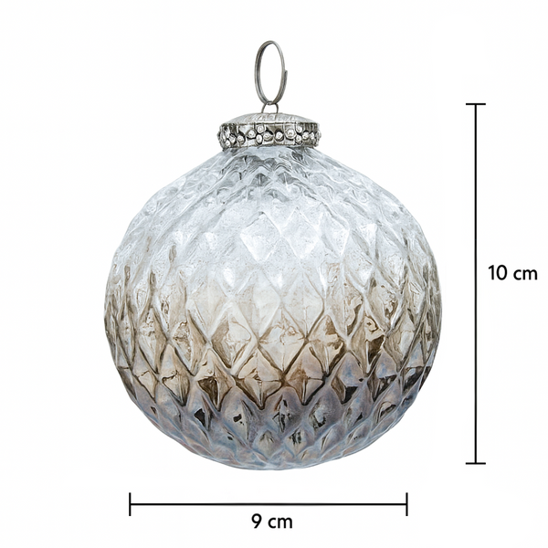 Coffee Ombre Hobnail Bauble - Glass - 10cm