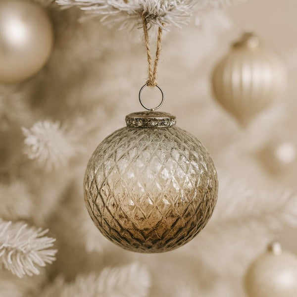 Coffee Ombre Hobnail Bauble - Glass - 10cm