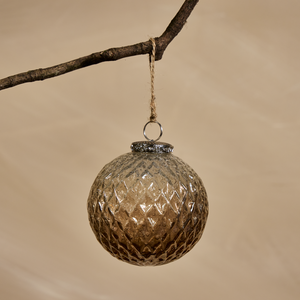 Coffee Ombre Hobnail Bauble - Glass - 10cm
