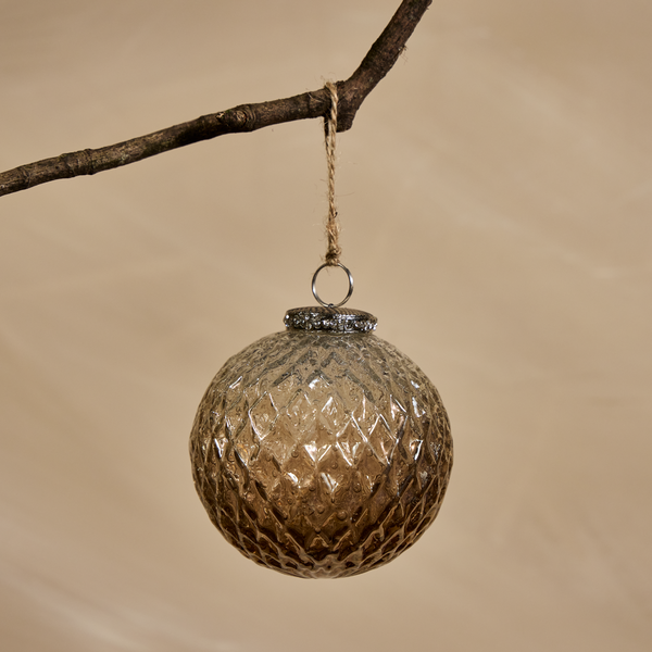 Coffee Ombre Hobnail Bauble - Glass - 10cm