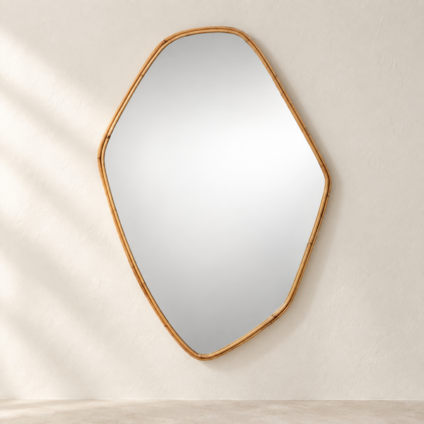 Ruby Wall Mirror - Natural Rattan Pebble Frame - 80cm