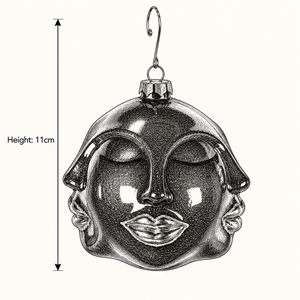 Black and Gold Multi Face Bauble - Glass - 11cm