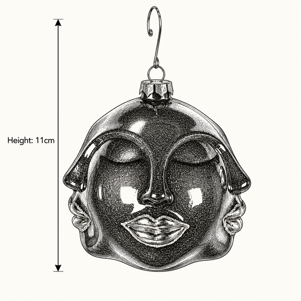 Black and Gold Multi Face Bauble - Glass - 11cm
