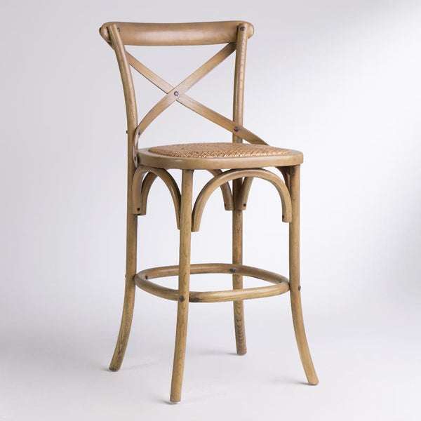 French Cross-Back Bar Stool