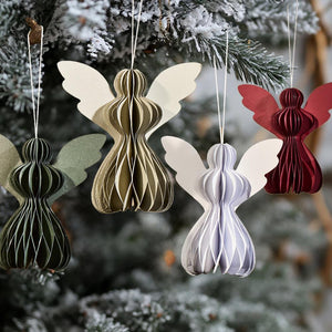 Frosty White Paper Angels - Pack of 5 - 10cm