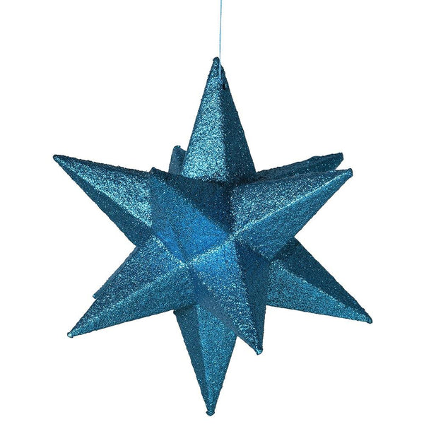 3D Blue Glitter Star Bauble - Lightweight Paper - 17cm