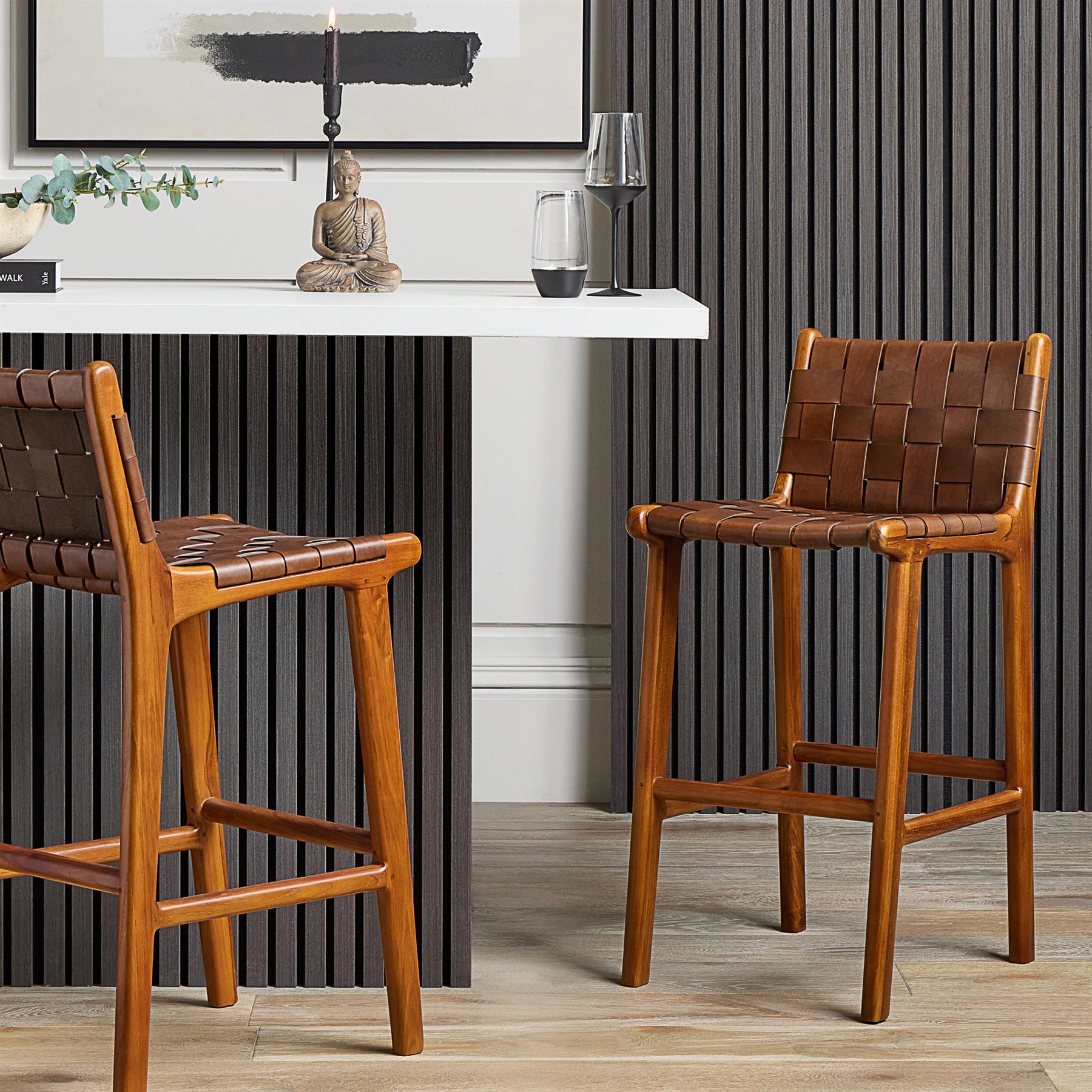 London Woven Leather Stool Options | Where Saints Go