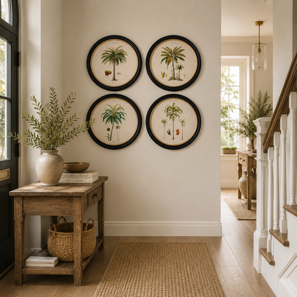 Studies of Palm Trees Framed Wall Art - Round - Set of 4