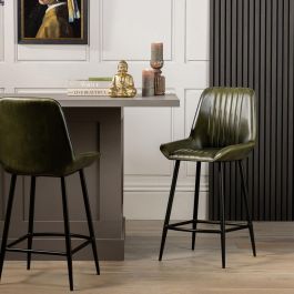 Brooklyn Bar Stool - Green Seat - Black Base - 66 | Where Saints Go