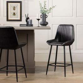 Brooklyn Bar Stool - Antique Black Seat - Black Base 66 | Where Saints Go