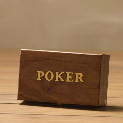 Classic Poker - Cards & Chips - Wooden Game Box Set