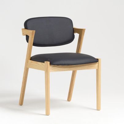 Magnus Dining Chair - Black PU Leather Seat - Natural Frame