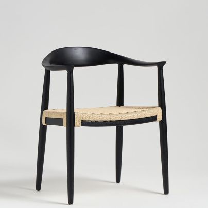 Kenny Dining Chair - Natural Triple Paper Coil Seat - Black Curved Frame
