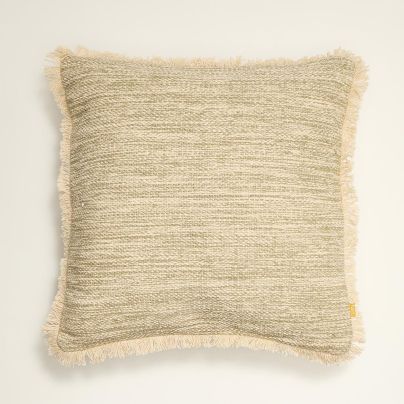 Atzaro Square Cushion - Natural Cotton - Twill Finge Edge - 45 x 45cm