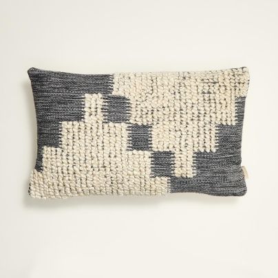 Vicente Rectangular Cushion - Dusk Cotton - Woven Knot Design - 30 x 50cm