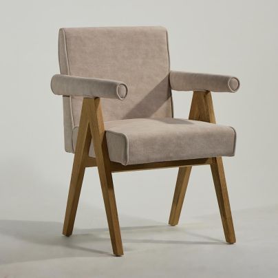 Adagio Inspired Dining Chair - Grey Upholstery Fabric - Brushed Natural Oak Frame