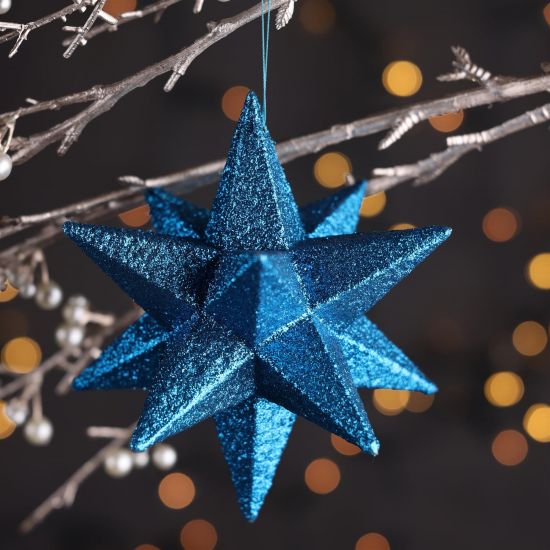 Novelty Christmas Decoration Bauble - Glitter 3D Star