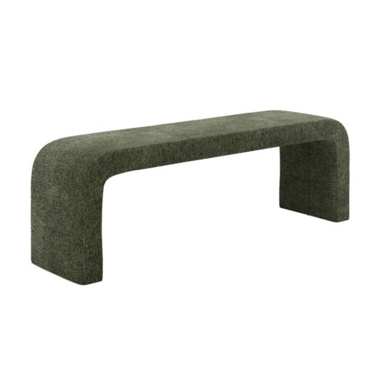 Renz Bench - Basil Green Boucle Textured upholstery- Unique Curved Design - 150cm