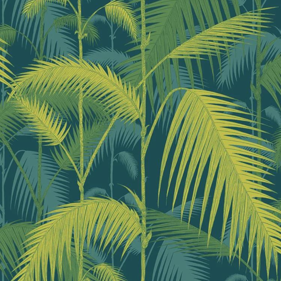 Cole & Son Wallpaper - Palm Jungle Icons - Petrol & Lime