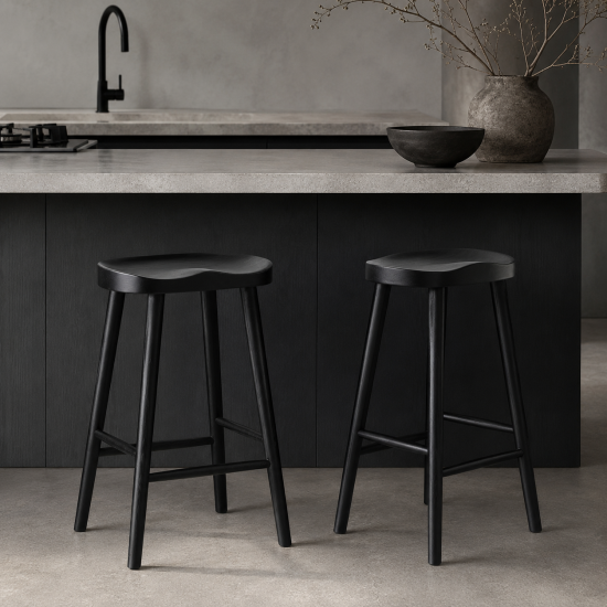 Shaker Counter Stool - Black Ash Wood Frame - 66cm