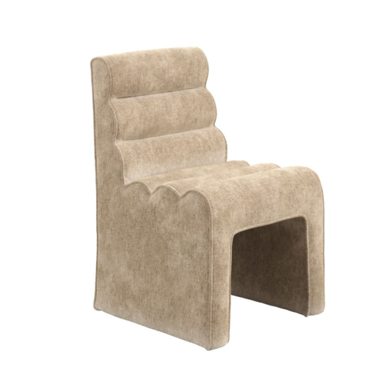 Finn Dining Chair - Honey Velvet Sculptural Ribbed Seat - Fully Upholstered