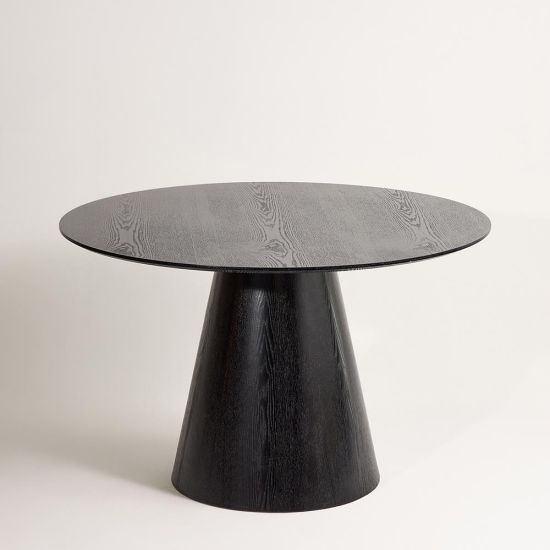 Hansen Pedestal Dining Table - Black Wood Effect Round Top - 120cm x 75cm