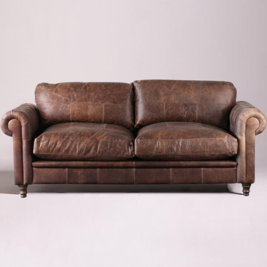 Regent Chesterfield Sofa - 2 Seater - Vintage Brown Leather Seat