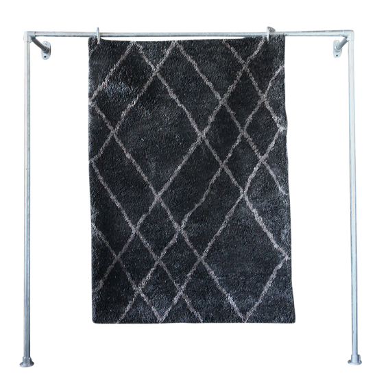 Kiko Rug Diamond Grey Polyester Table Tufted 170cm x 120cm Lounge Bedroom Scandinavian Bohemian