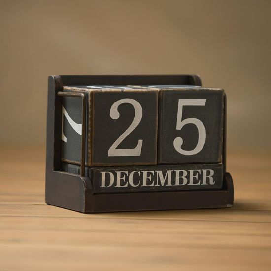 The Alternative Calendar - Wooden Square Blocks - Rustic Effect