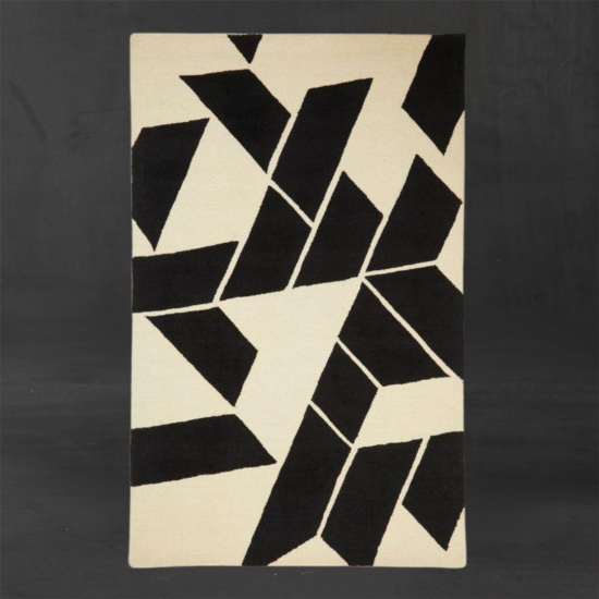 Lola Area Rug - Natural and Black Geometric - 240 x 150cm