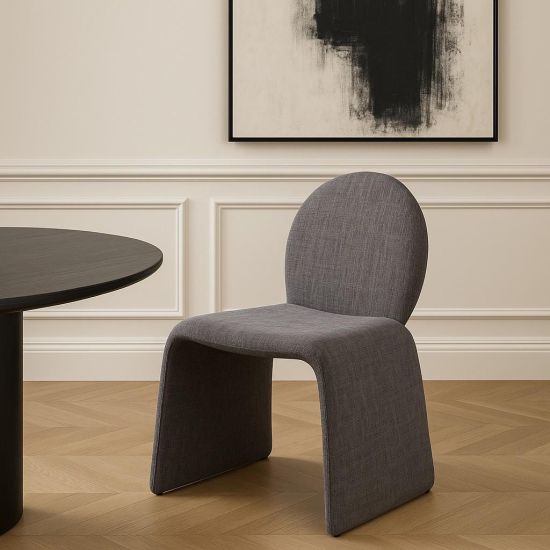 Miami Dining Chair - Charcoal Grey Fabric - Fully Upholstered Frame