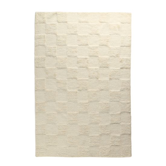 Eluru Area Rug - White Squares 100% Wool - 160 x 230cm